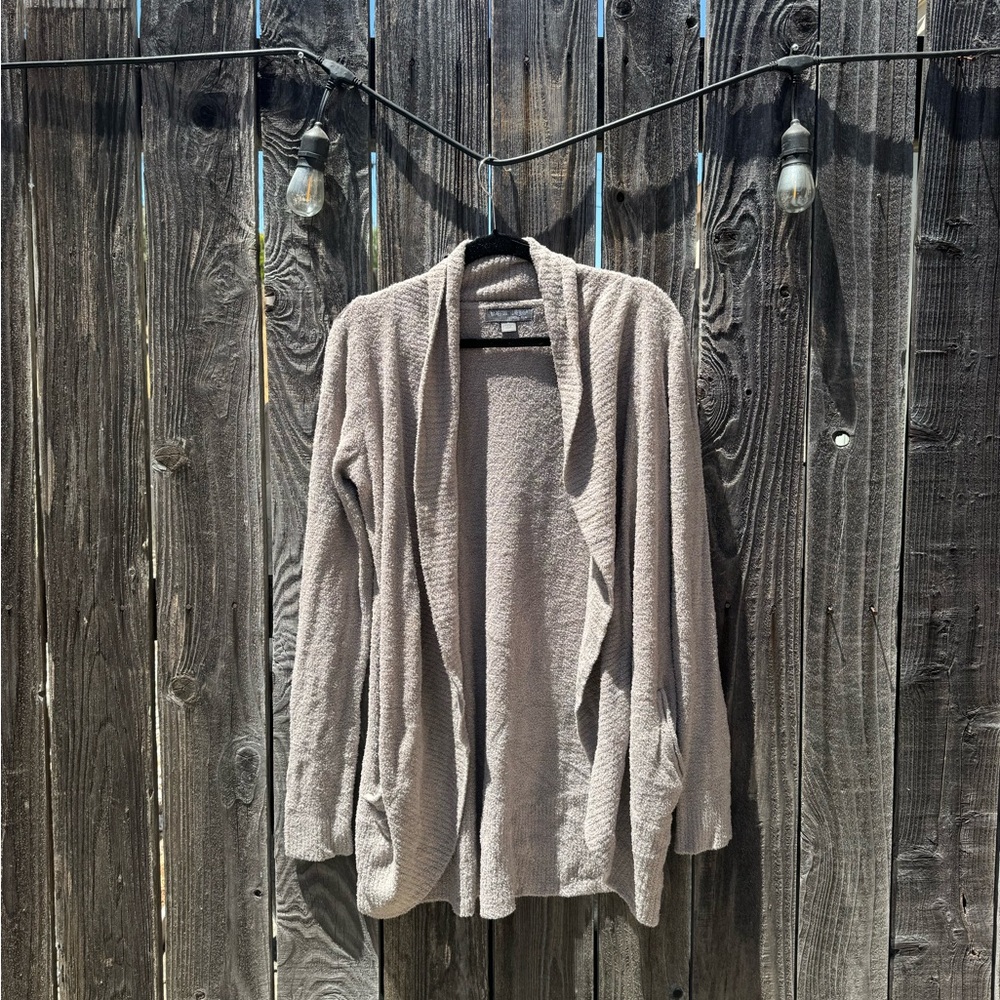 Barefoot Dreams CozyChic Lite Grey Bamboo Circle Cardigan Nylon Rayon Sz small